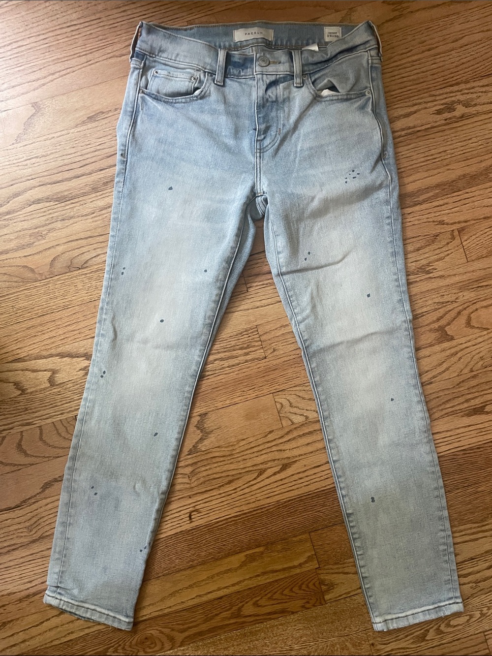 PacSun Light Blue Skinny Jeans with Paint-Splatter Detail